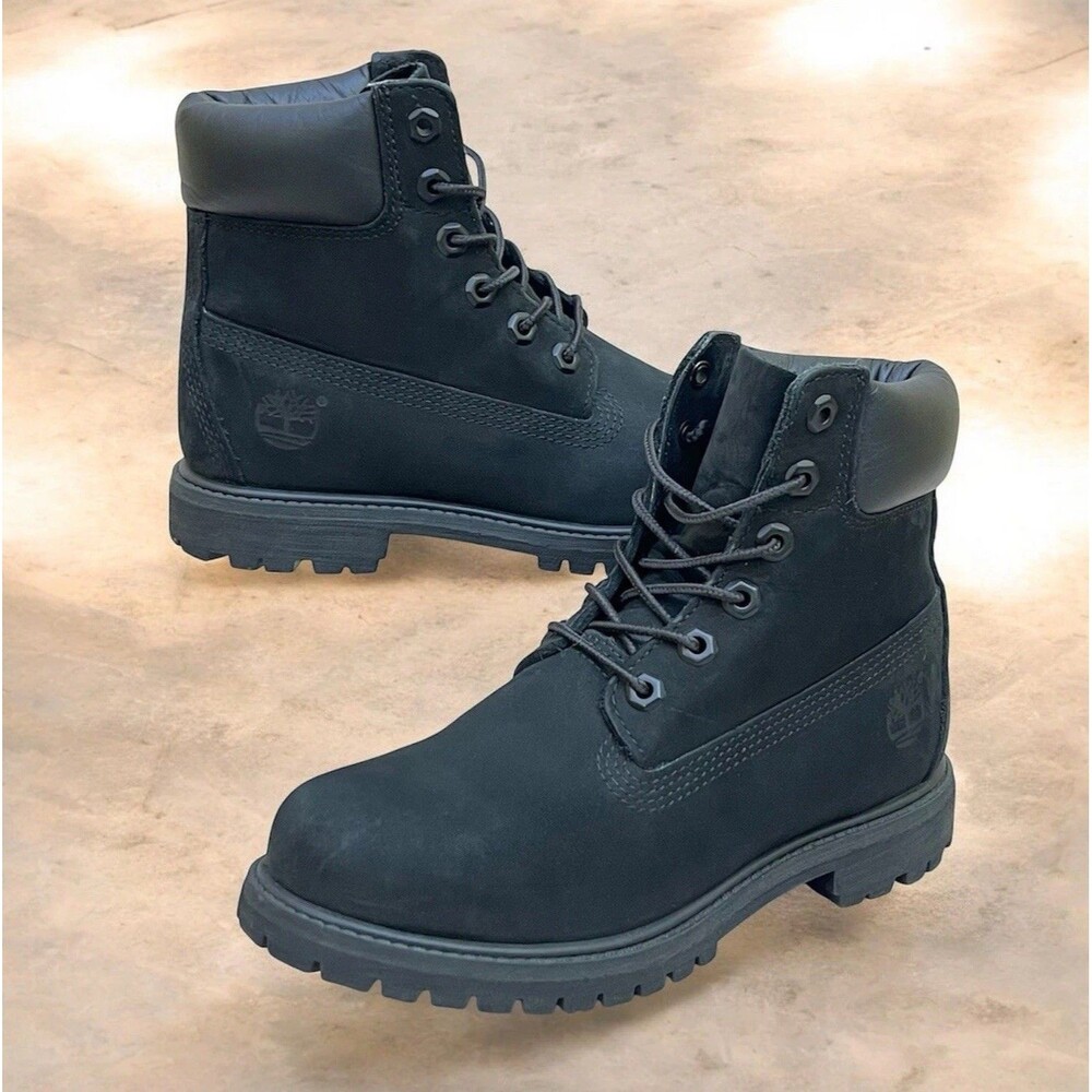 Timberland Premium 6” Waterproof Boots Womens Sz 6.5M Black NuBuck Leather 8658A